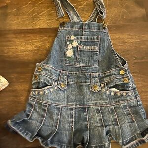 BONGO Blue Kids Overalls with Floral Accents